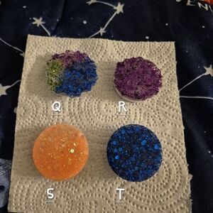 Hand Crafted Glittery Phone Grips Purple, Orange, Blue